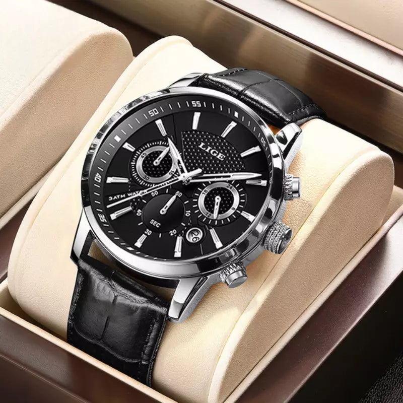 Litasmen Leather Strap Men’s Watch – Classic Analog Elegance