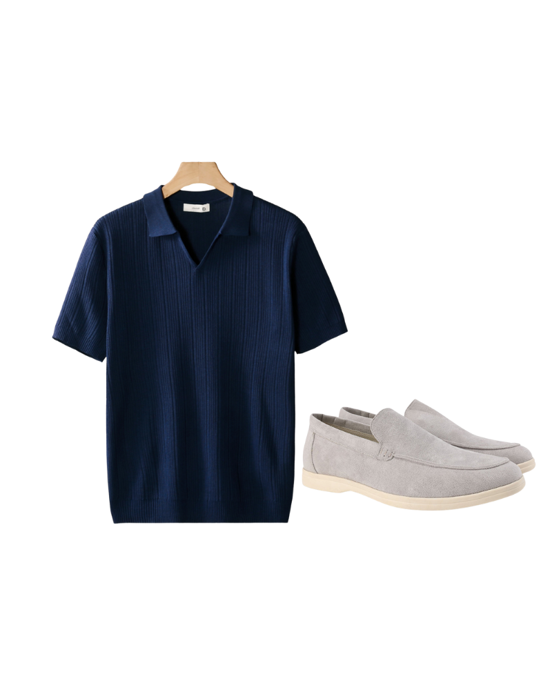 Ribbed Polo + Leather Moccasins