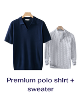 Men’s Bundle: Premium Ribbed Polo + Knitted Sweater – Buy 1 Get 2 Free