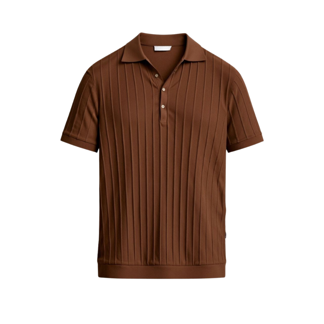 ertical Stripe Button-Up Polo