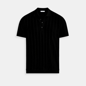 ertical Stripe Button-Up Polo