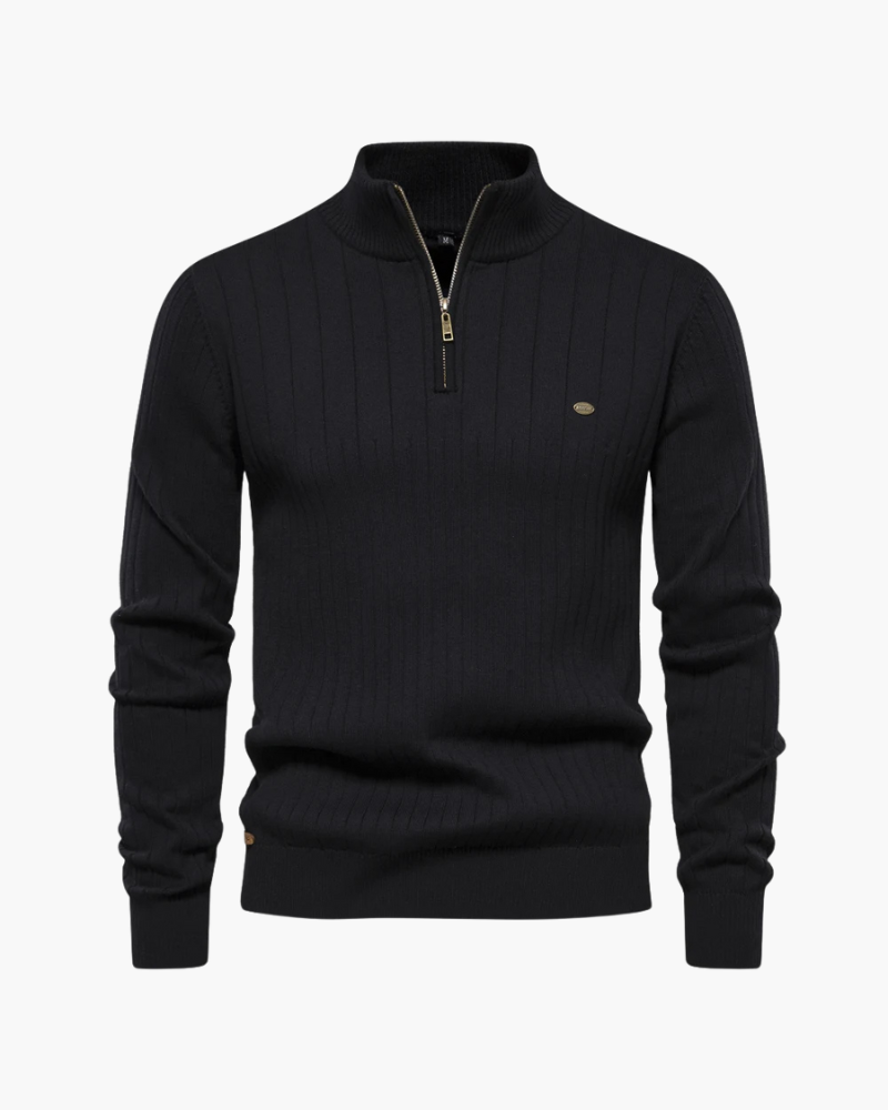 Autumn Zipper Sweater – Warm Cotton Knit Sweater