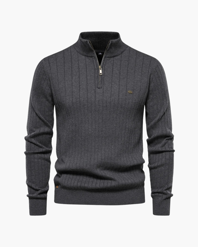 Autumn Zipper Sweater – Warm Cotton Knit Sweater