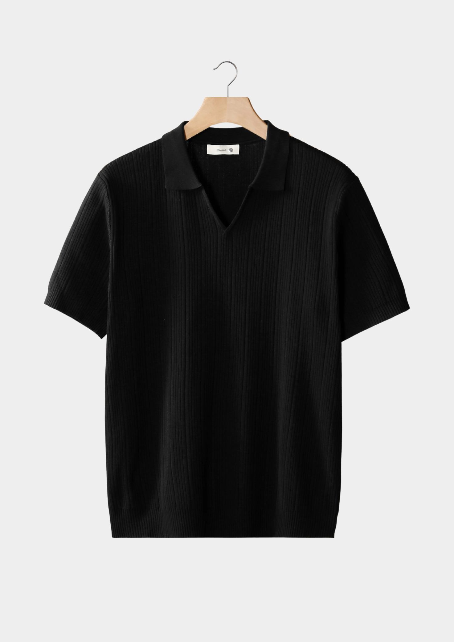 Premium Ribeed Polo Shirt With Open Collar
